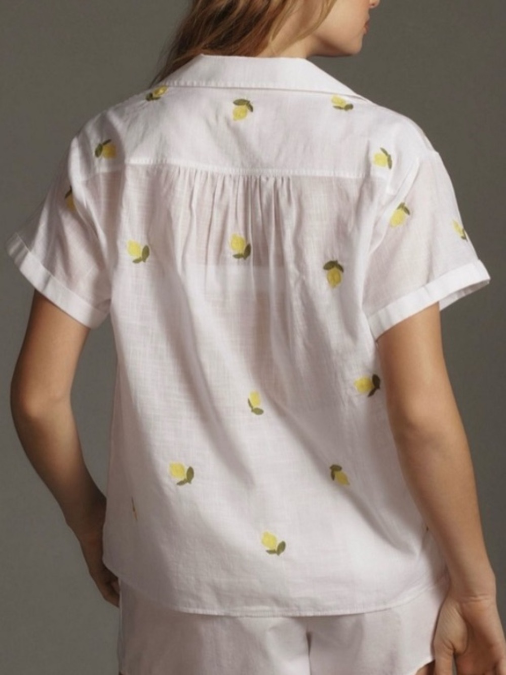 Anthropologie Maeve | Lemon print Fruit Surf cotton top size small